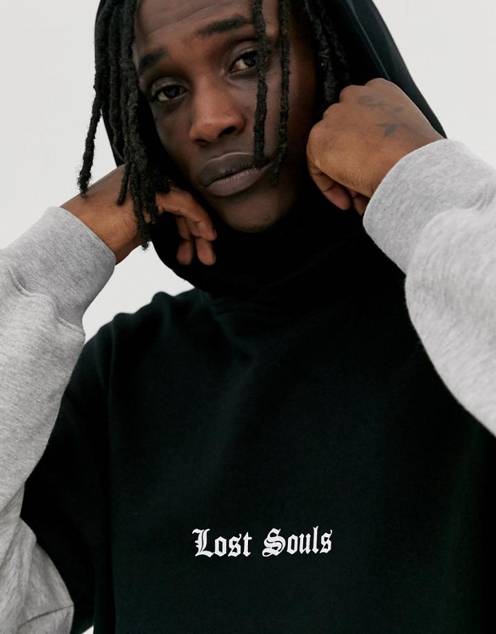 Crl By Corella Hoodie In Black With Contrast Gray Sleeves - Black
