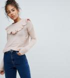 Brave Soul Tall Frill Crew Neck Sweater - Gray