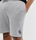 French Connection Plus Script Logo Jersey Shorts-gray