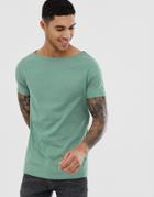 Asos Design Relaxed T-shirt With Boat Neck In Green - Green
