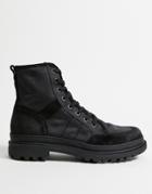 All Saints Traction Lace Up Boots In Black Nylon Suede Mix
