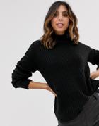 Vero Moda High Neck Stitching Detail Sweater In Black