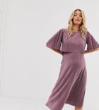 Asos Design Maternity Nursing Crop Top Plisse Midi Dress - Pink