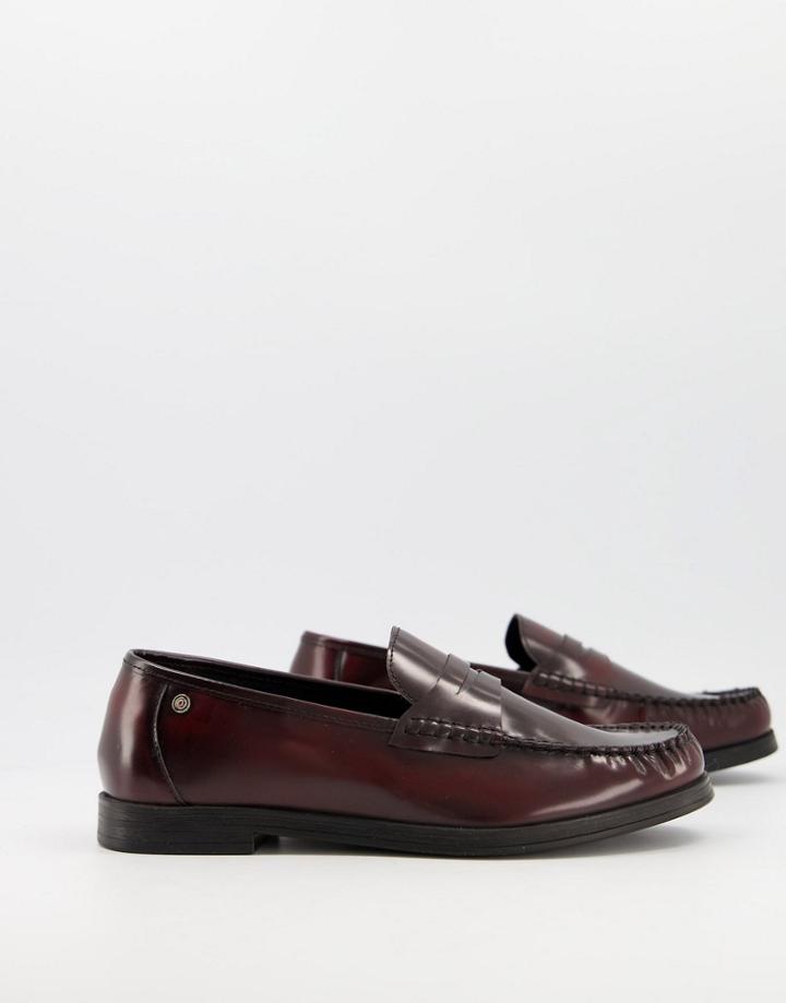 Ben Sherman Smart Leather Penny Loafers In Bordeaux-red