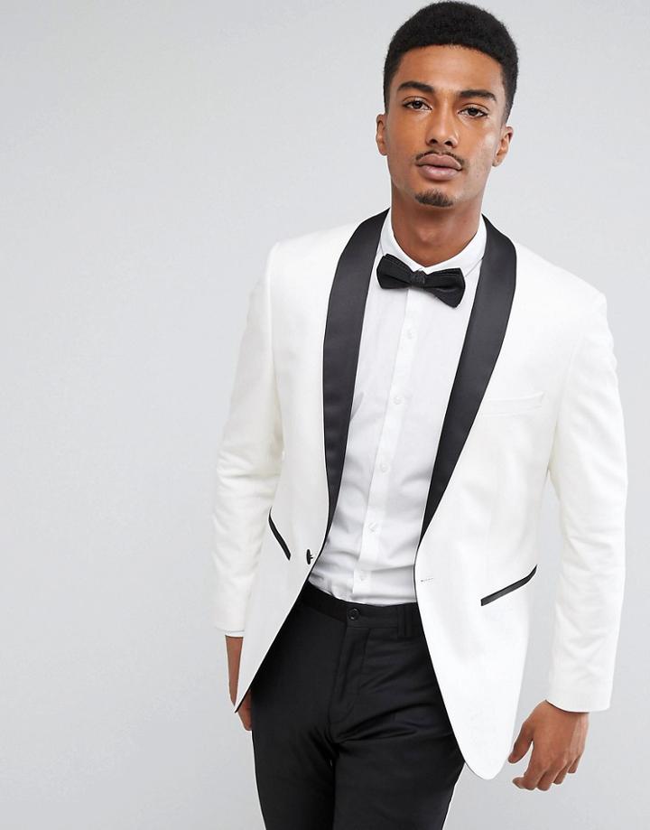 Moss London Skinny Blazer In White - White
