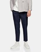 Topman Stretch Skinny Sweatpants In Navy Check-blues