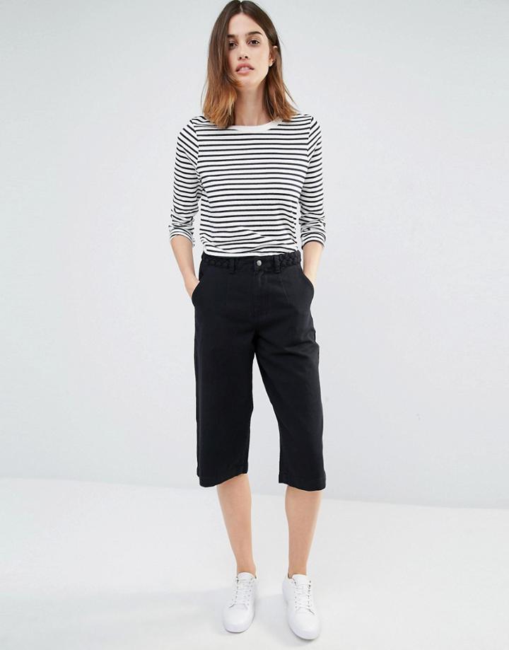Vila Braid Detail Denim Culottes - Black