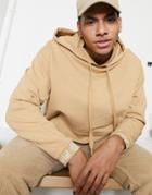 Asos Daysocial Oversized Hoodie With Logo Taping Detail In Tan-brown