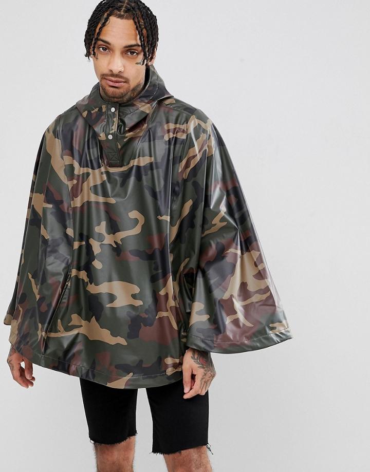 Herschel Supply Co Voyage Poncho In Camo Print - Green