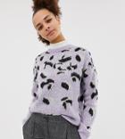 New Look Brushed Animal Sweater In Purple Pattern