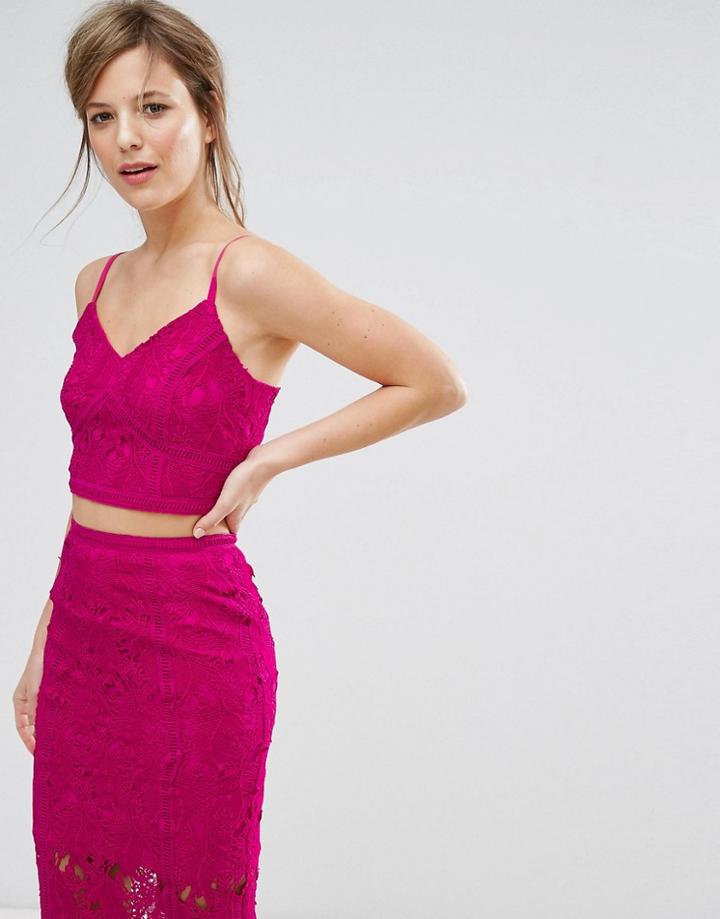 New Look Co-ord Lace Crop Top - Pink
