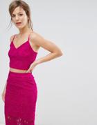 New Look Co-ord Lace Crop Top - Pink