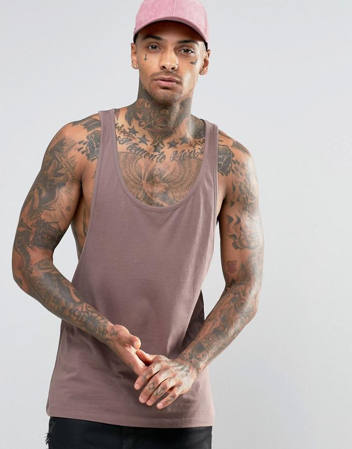 Asos Tank With Extreme Racer Back In Purple - Purple