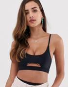 South Beach Recycled Mix And Match Cut Out Crop Bikini Top In Black