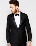 Asos Slim Tuxedo Suit Jacket In 100% Wool - Black