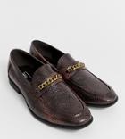 Asos Design Wide Fit Loafers In Faux Leather With Snake Effect
