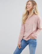 B.young Chenille Fitted Sweater - Pink