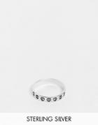 Asos Design Sterling Silver Band Ring With Alien Design In Silver