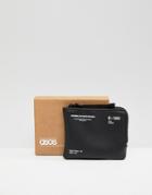 Asos Design Faux Leather Zip Around Wallet In Black With Worldwide Print - Black