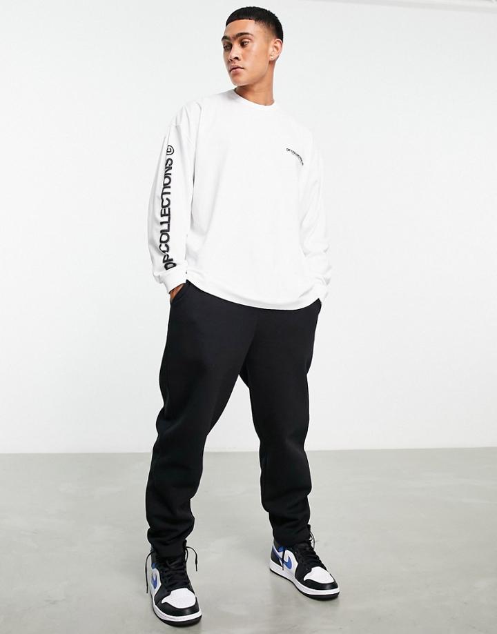 Asos Dark Future Oversized Long Sleeve T-shirt With Blurred Logo Graphic Print In White