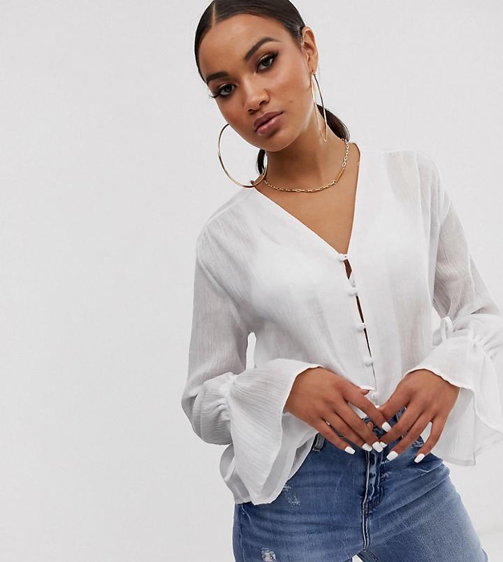Unique21 Relaxed Button Front Blouse-white