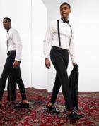 Noak 'bermondsey' Super Skinny Tuxedo Suit Pants In Worsted Wool Blend With Four Way Stretch In Black