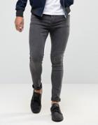 Pull & Bear Super Skinny Jeans In Dark Gray Wash - Gray
