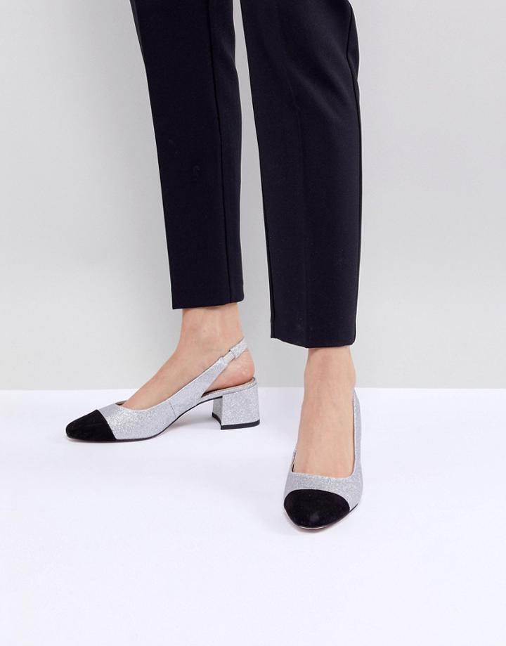 Asos Design Sanders Mid Heels - Silver