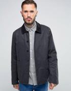 Asos Waxed Jacket With Cord Collar In Black - Black