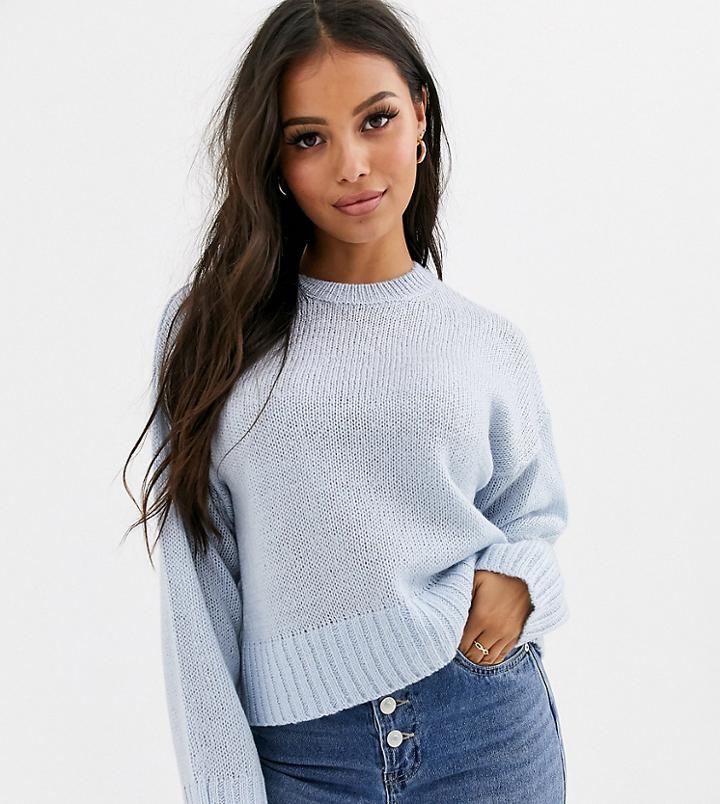 New Look Petite Crew Neck Sweater In Light Blue