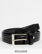 Reclaimed Vintage Belt With Snakeskin Design - Black