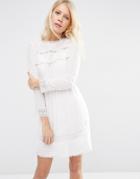 Needle & Thread Panelled Lace Dress - Chalk