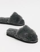Asos Design Zack Chunky Slide Slippers In Gray-grey