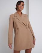 Aria Cove Oversized Dad Blazer Dress In Camel-brown