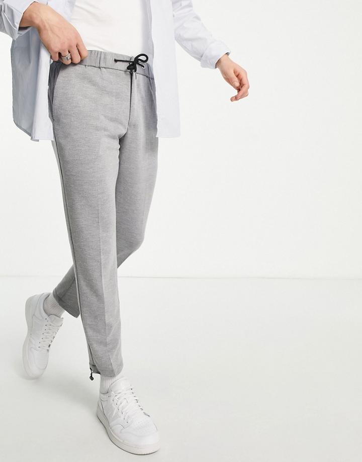 Harry Brown Elasticized Carrot Fit Elegant Joggers With Drawstring Cuff - Part Of A Set-gray