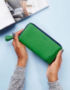 Made Leather Zip Around Purse - Green
