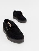 London Rebel Chunky Flat Shoes-black