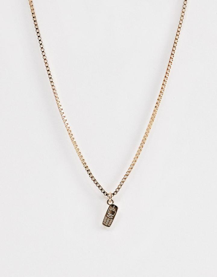 Asos Design Necklace With Old School Phone Pendant In Gold - Gold