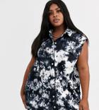 Collusion Plus Tie Dye Sleeveless Shirt Dress-multi