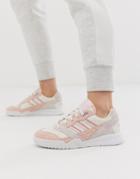 Adidas Originals White A-r Sneaker In Pink Suede