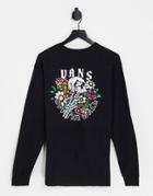 Vans Pushing Up Back Print Long Sleeve T-shirt In Black