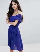 Brave Soul Bardot Midi Dress - Blue