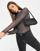 Pieces Mesh High Neck Top In Black Monogram - Part Of A Set-multi