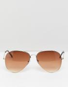 7x Avaitor Sunglasses In Gold - Brown
