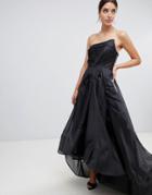 Bariano Full Maxi Dress With Origami Bust Detail In Black - Black