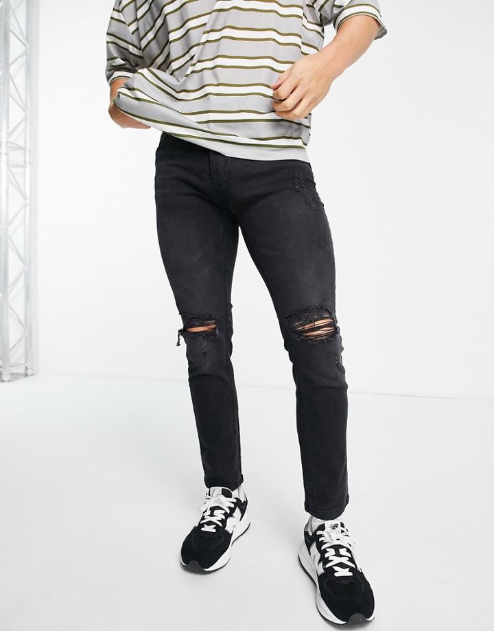 Night Addict Skinny Fit Jeans In Charcoal-gray