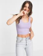Stradivarius Ribbed Tank In Lilac-purple