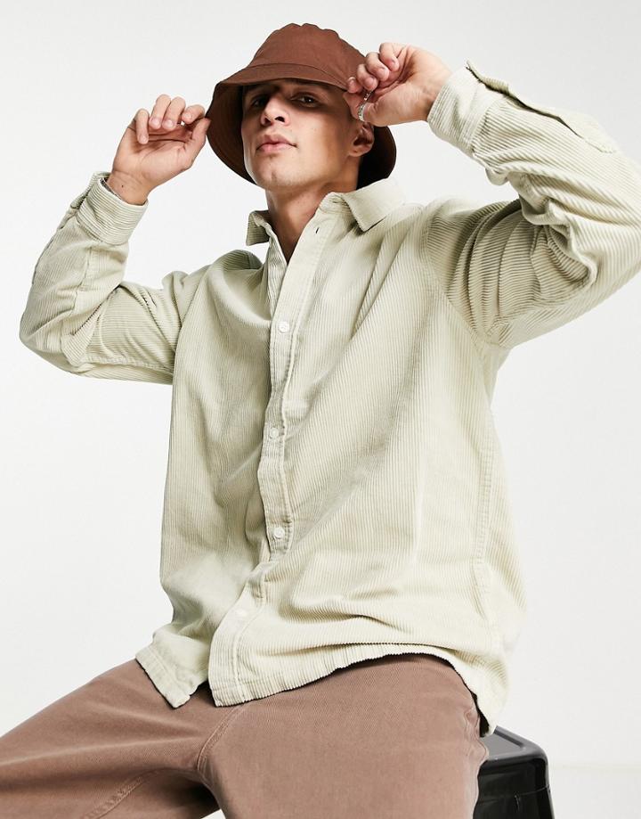 Weekday Carlo Cord Shirt In Beige-neutral