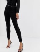 Asos Design Ridley High Waisted Skinny Jeans In Clean Black - Black