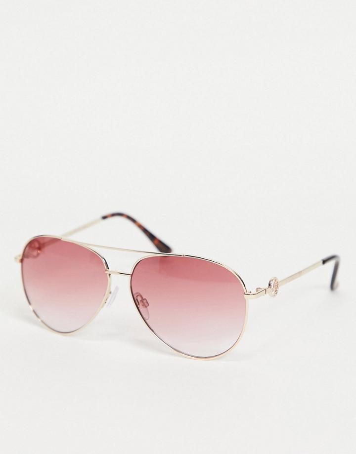 Lipsy Double Brow Sunglasses In Gold